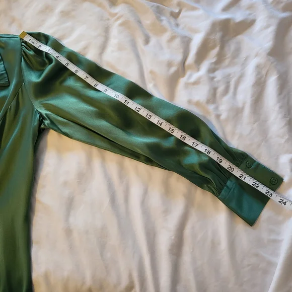Reformation Catalina Silk Long Sleeve Midi Dress Green 6 - Picture 14 of 15